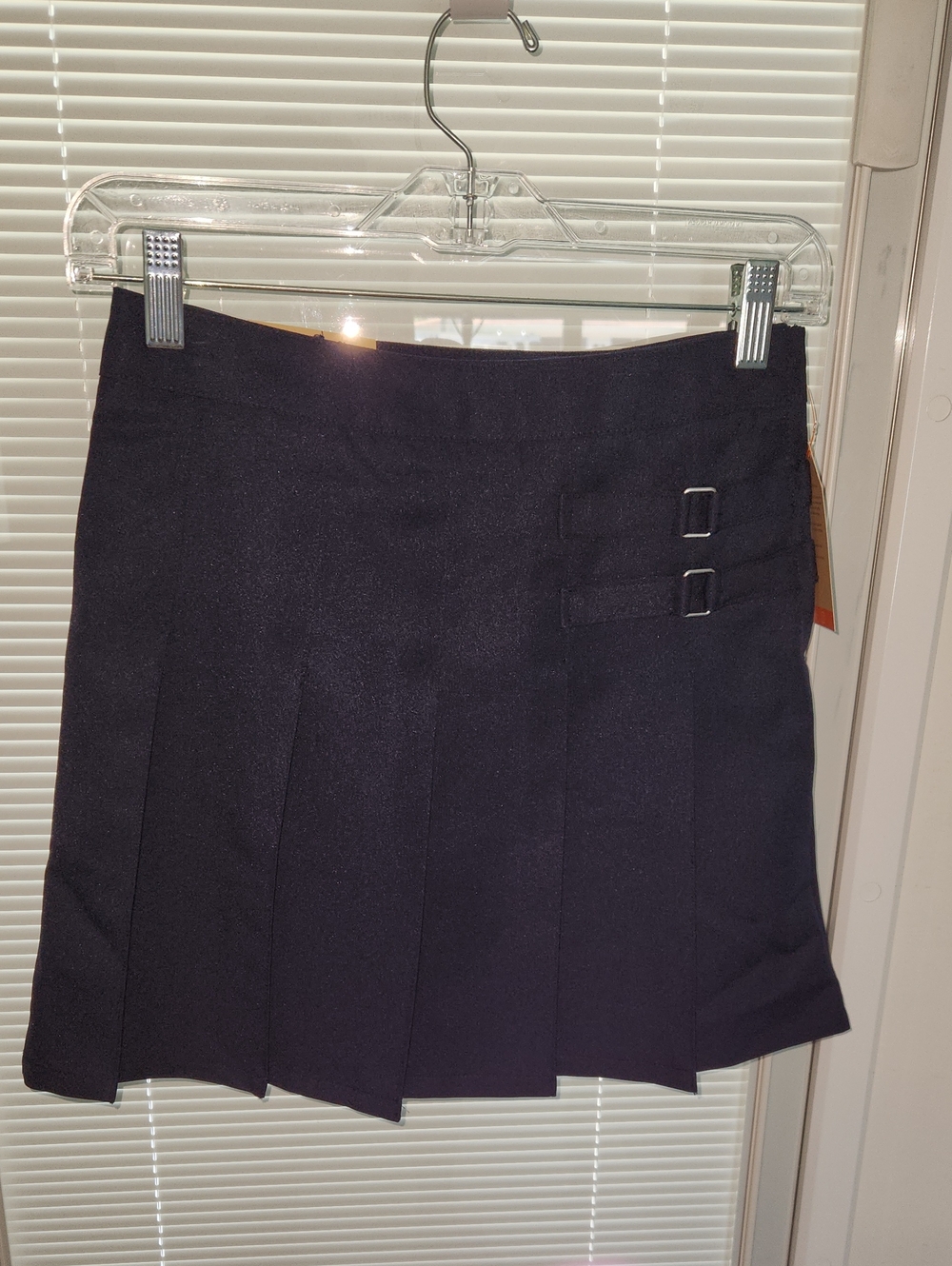 French Toast Navy Pleated School Skort with Buckle Detail